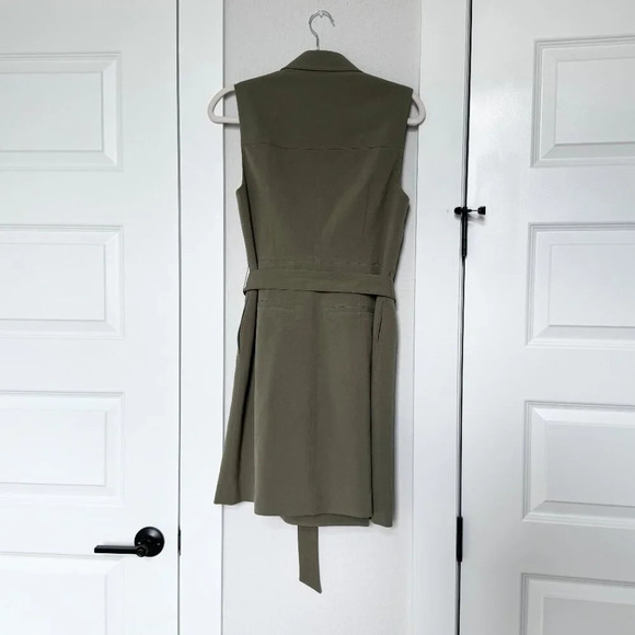 Nine West Olive Notch Collar Tie Waist Stretch Vest/Dress Size 4 - Picture 9 of 10